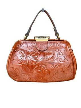 NWOT Patricia Nash Brown Gracci Satchel Crossbody Floral Embossed Leather